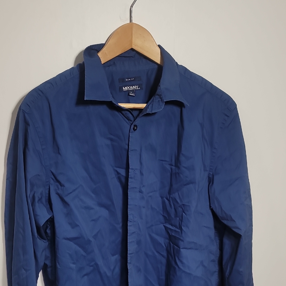 Mix & NY Men's Deep Blue Button Down Shirt